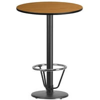 Flash Furniture Stola od laminat orah drvo okruglog oblika debljine 30 cm s bazom površine, visine 18 cm i prstenom za noge