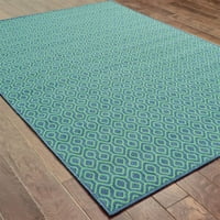 Istočni tkalci Amerike jaspis geometrijski polipropilenski tepih za unutarnju i vanjsku upotrebu, Mornarsko plava