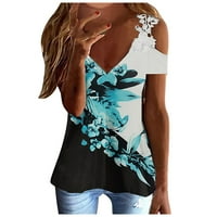 Ženska ležerna modna majica s kratkim rukavima s printom s ramena i dekolteom u obliku ramena, široki gornji dio