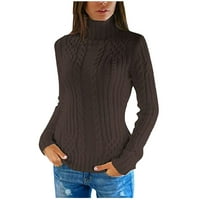 Džemperi za žene na rasprodaji jeftini jednobojni gornji dio dugih rukava tanki džemper s visokim vratom džemper s visokim vratom