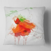 Ilustracija akvarela Crvene ruže - Cvjetni jastuk za bacanje - 18x18