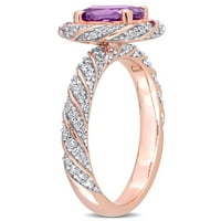 Carat T.G.W. Ametist i Carat T.W. Dijamantni 14KT ružini zlatni vintage zaručnički prsten