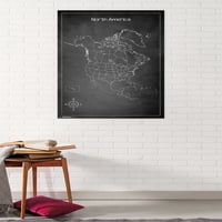 Zidni plakat Karta Sjeverne Amerike kredom, 22.375 34