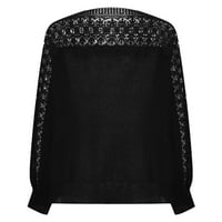 Džemperi za žene, ženski casual elegantni jednobojni džemperi s labavim pletenicama u obliku slova H, vrhovi u crnoj boji