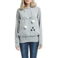 Džemperi plus size za jesen / zimu džemper s kapuljačom za kućne ljubimce pulover za žene s prevelikim džepom