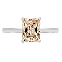 Prsten od bijelog zlata od 18 karata s prozirnim dijamantom od imitacije smaragdno izrezanog dijamanta od 2 karata od 18 karata