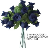 Tamnoplave ruže od umjetne svile-Mini buketi ružinih pupova, ukupno ružinih pupova, Vjenčanje, domjenak, Godišnjica, svadbeni tuš