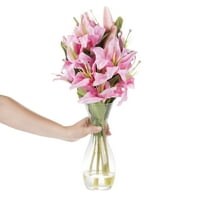 Umjetni cvjetni aranžman s visokim ljiljanima s vazom i vodom iz mumbo-a-umjetno cvijeće za uređenje doma, vjenčanja, ukrase za tuširanje