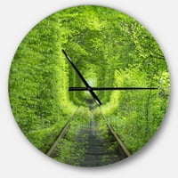 Dizajnerska šuma oko željezničkog tunela 2323 zeleni analogni okrugli moderni zidni sat, 915129-923