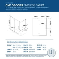 OVE Decors Tampa 72- in. W in. H pravokutni otvor bez kutnog tuširanja u nikla s panelima za jačanje