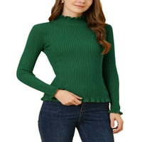 Jedinstveni prijedlozi Ženski džemper klasičnog kroja s dugim rukavima S volanima s imitacijom vrata