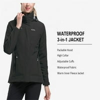 Ženska zimska jakna od 3 u 1, Vodootporna kišna jakna s kapuljačom, tople skijaške jakne od flisa