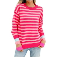 Rasprodaja pleteni pulover s okruglim vratom s prugastim printom ženski džemperi plus Moda dugih rukava za jesen i zimu ženske slobodno