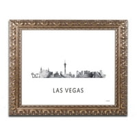 Zaštitni znak likovna umjetnost 'Las Vegas Nevada Skyline WB-BW' Canvas Art by Marlene Watson, zlatni ukrašeni okvir