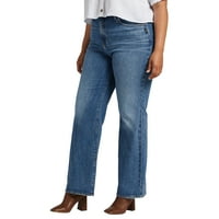 Silver Jeans Co. Plus veličina vrlo poželjna visoka nogu traperice za noge za noge 12-24