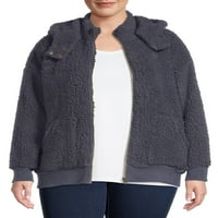 Terra & Sky Women's Plus Size Full-Zip Fau Sherpa jakna