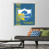 Los Angeles Chargers - Zidni plakat retro logotipa s magnetskim okvirom, 22.375 34