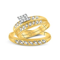 10K žuto zlato, njegov i njezin okrugli dijamantni pasijans koji odgovara svadbenom setu