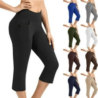 Ženske Capri joga hlače s džepovima, tajice za vježbanje visokog struka, Capri Joga za kontrolu trbuha
