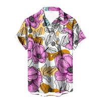 Muška košulja s kratkim rukavima na kopčanje-ležerni ovratnik s džepovima, Ležerne muške košulje od poliestera u havajskom stilu,