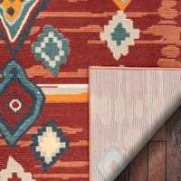 Dobro tkani Taos Manzano Red Mid Century Modern Maroccan Plemes 6'7 9'2 Područje prostirke