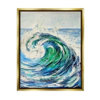 Tsunami Wave Ocean Splash Coastal Slikanje metalno zlato uokvireno umjetničko print zid umjetnosti