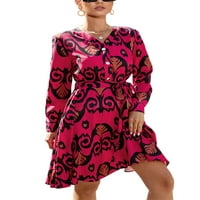 Luksuzne ženske mini haljine s printom sundress kratka haljina s dugim rukavima Kaftan jesen crvena, e-mail