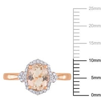 Miabella Women's 1- Carat T.G.W. Oval Cut Morganite & Carat T.W. Dijamantni 10KT ružičasti zlatni ovalni halo prsten