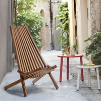 Presavijeni drveni vanjski stolac - sklopivi stolica sa salonom za drvo s niskim profilom za popločani dio dvorišta, trijema, palube,
