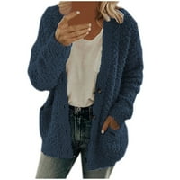 Ženski topovi, jakne, Rasprodaja, jesen-zima, Ženski ležerni plišani džemperi plus veličine, džepovi, gornja odjeća, gumbi, kardigan,
