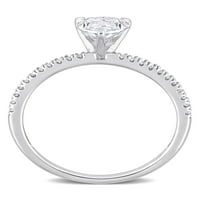 Zaručnički prsten u obliku suze od bijelog zlata od 14 karata s Moissanitom u obliku kruške od 14 karata i dijamantom okruglog reza