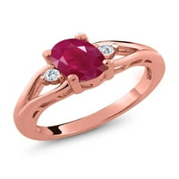Kralj dragog kamenja 18k srebrni prsten od ružičastog zlata Rubin Moissanite