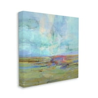 Stupell Industries slojevita apstraktna scena travnjaka Svjetlosnog plavog neba slikanja galerija zamotana platna za tisak zidne
