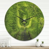 DesignArt 'bujna zelena šuma oko željezničkog tunela' Moderni drveni zidni sat