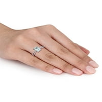 1- Carat T.G.W. Aquamarin i Carat T.W. Dijamantni 14KT zaručnički prsten bijelog zlata