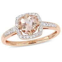 Miabella Ženska karat T.G.W. Morganite i Carat Diamond 10kt ružičasti halo prsten