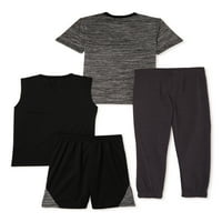 Košulja za boju dječaka, tenk, kratke hlače, joggers 4-komad, veličine 4-12