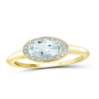 Jewelersclub akvamarinski prsten nakit za rođeni kamen - 1. karat aquamarine 14K Zlatni nakit od srebrnog prstena s bijelim dijamantnim