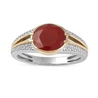 Imperijalni dragulj 10k žuto zlato + srebrni ovalni rez crveni agat pasijans muški prsten