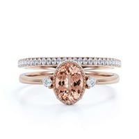 Prekrasan boho i hipi stil 1. Zaručnički prsten od Morganita ovalnog reza s karatnim dijamantnim Moissanitom, zaručnički prsten,