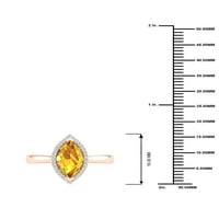 Imperijalni dragulj 10k ružičasto zlato markiza rezana citrin ct tw dijamant halo ženski prsten