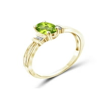 Jewelersclub peridot prsten nakit za rođenje - 0. carat peridot 14K zlatni nakit od srebrnog prstena s bijelim dijamantnim naglaskom