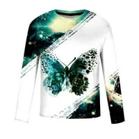A. M. / Muška ležerna modna majica s okruglim vratom s dugim rukavima, pulover s printom leptira od 3 inča, gornja odjeća