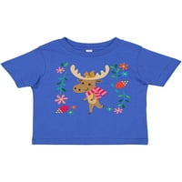 Preslatka proljetna majica sa slikom šumskog losa i proljetnog cvijeća kao poklon za djevojčice