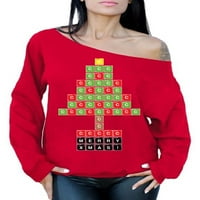 Majica s otvorenim ramenima, ružni Božićni džemper za žene, Evokativni Božićni pokloni za njezino božićno drvce, preveliki džemper,