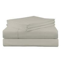 Set posteljine od mekog pamuka u srebrno sivoj boji u jednobojnom flanelu s dubokim džepom
