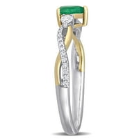Miabella ženska karat smaragdna karata dijamanti 14KT dvobojni zlatni uvijeni prsten