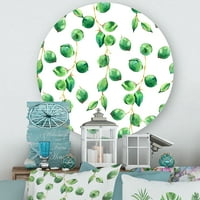 DesignArt 'tropsko zeleno lišće Patern na bijelom' tropskom krugu metal zidna umjetnost - disk od 11