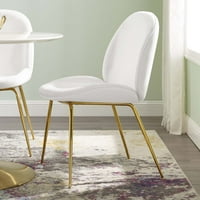 Blagovaonska stolica od nehrđajućeg čelika s nogama od nehrđajućeg čelika i baršunastom završnom obradom u bijeloj boji