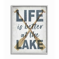Život Stupell Industries bolji je na jezeru citiran rustikalni text uokviren zidni umjetnički dizajn Daphne Polselli, 16 20
